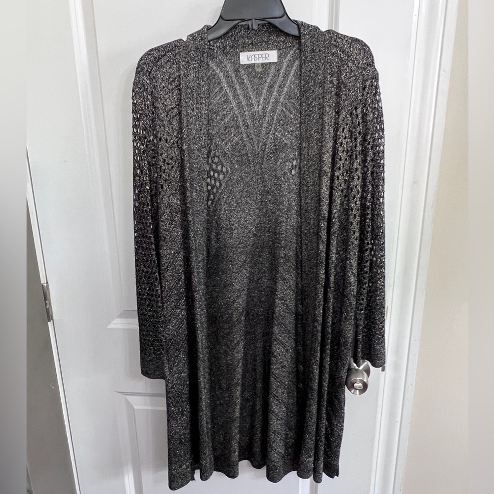 Kasper Black Cardigan Sweater with Sparkly Finish